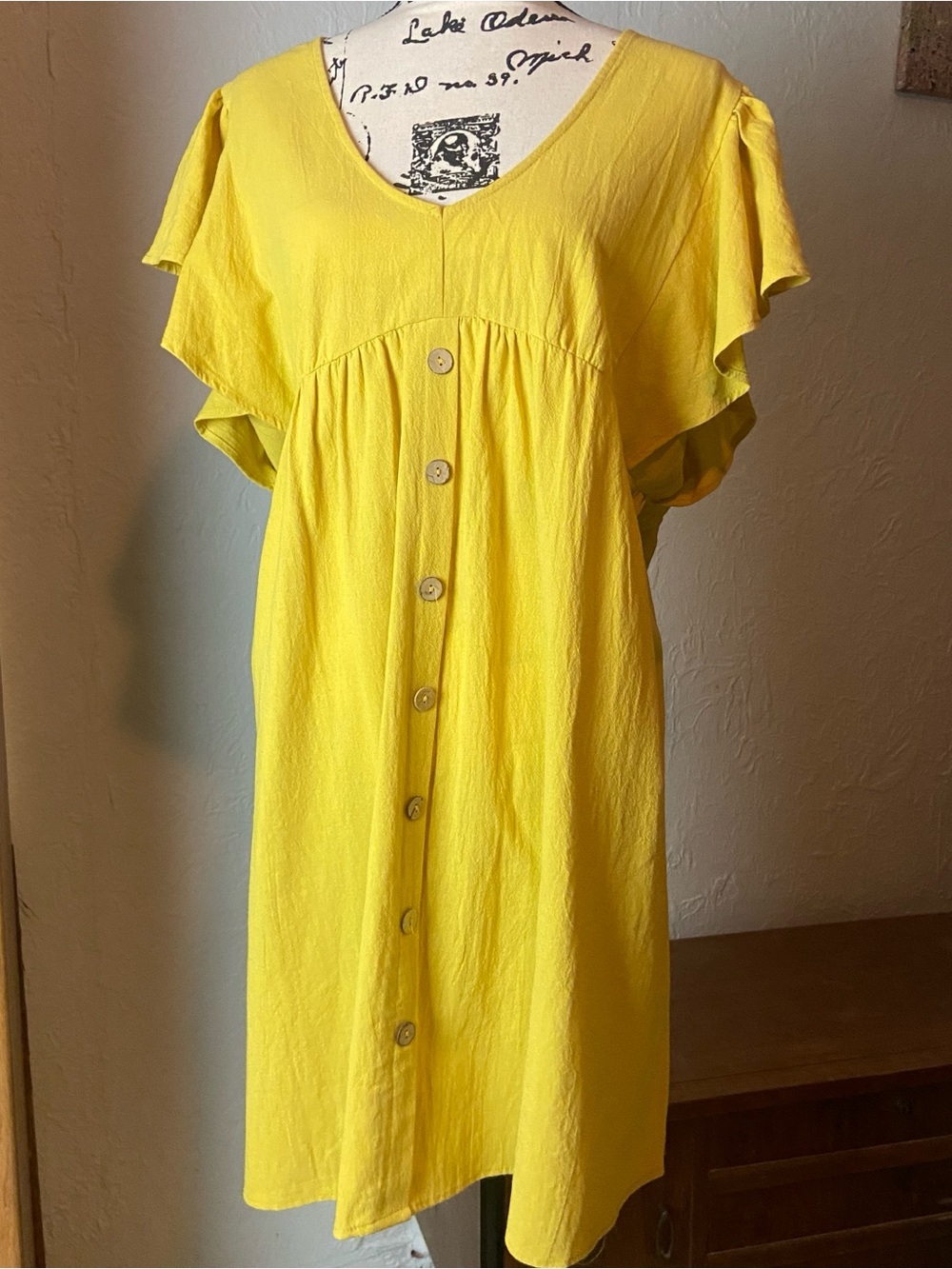 Zanzea-New-Sunny Mustard Yellow Button-Front Women’s Tunic Top Dress XXL